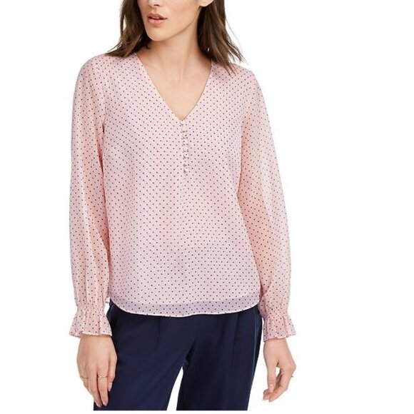 Maison Jules Printed Ruffled-Cuff Top - Picture 1 of 7